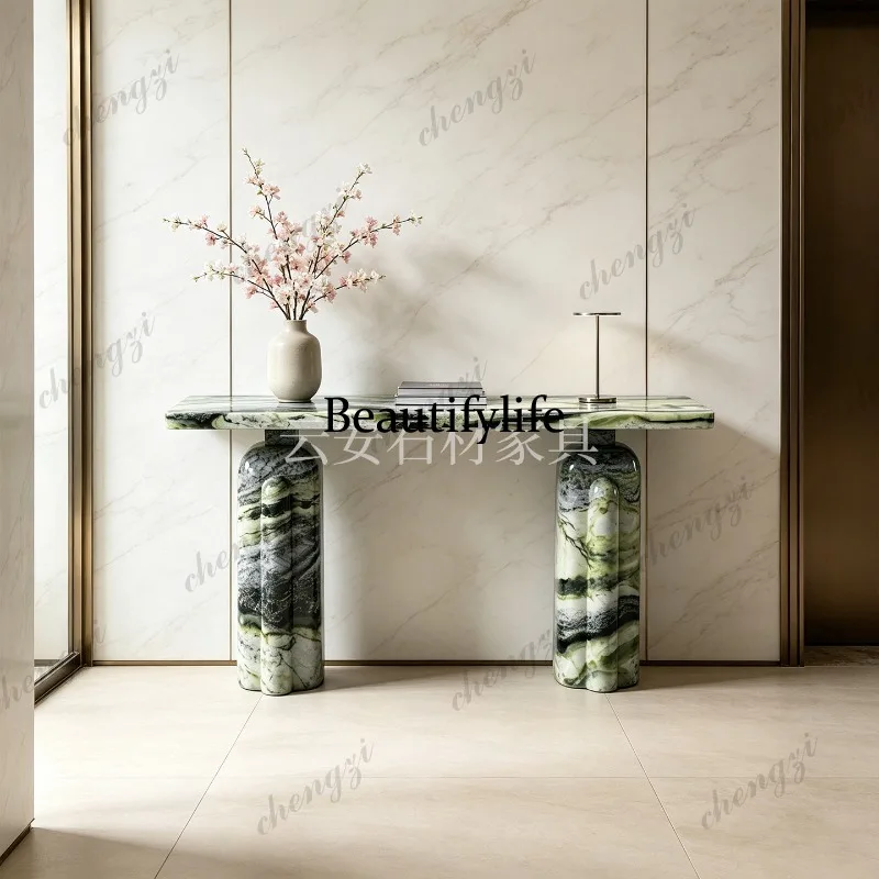 A114 Nordic light luxury high-grade natural green marble entrance entrance table corridor aisle entrance table customization