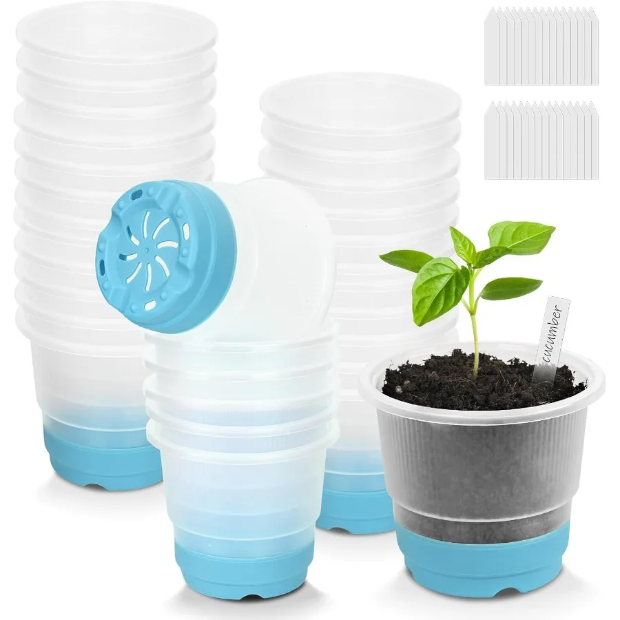 

Clear Nursery Pots for Plants30 Packs 4 inch Plastic Plant Pot Seedling Pots with Drainage Holes Silicone Base