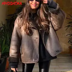 MNCCMOAA-Chaqueta de forro polar de imitación para mujer, abrigo informal de manga larga con bolsillos sólidos, Tops de invierno, 2023