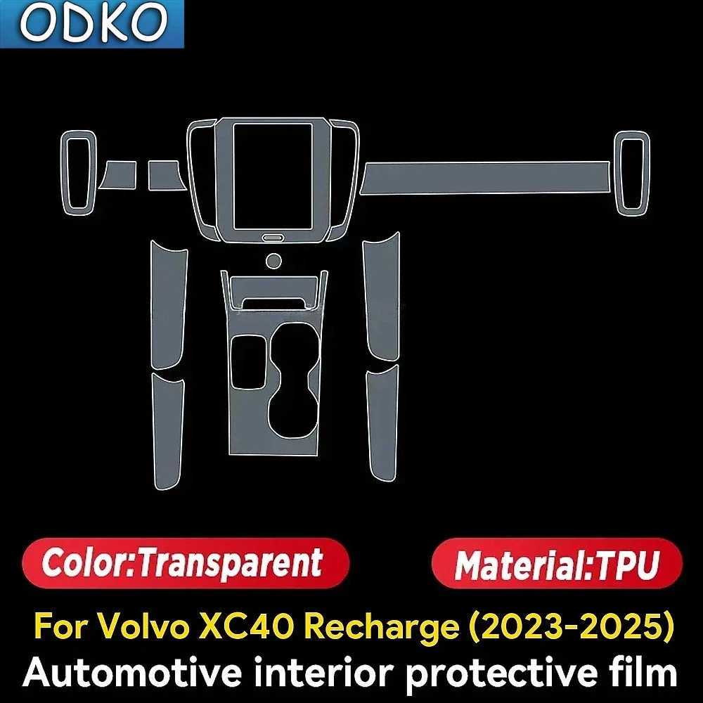 For Volvo XC40 Recharge 2020-2024 Car Interior Center Console Transparent TPU Paint Protective Film Anti Scratch Sticker PPF
