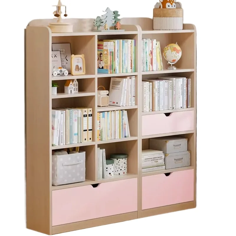 Floor-to-ceiling bookcase, solid wood storage rack against the wall, free combination storage cabinet