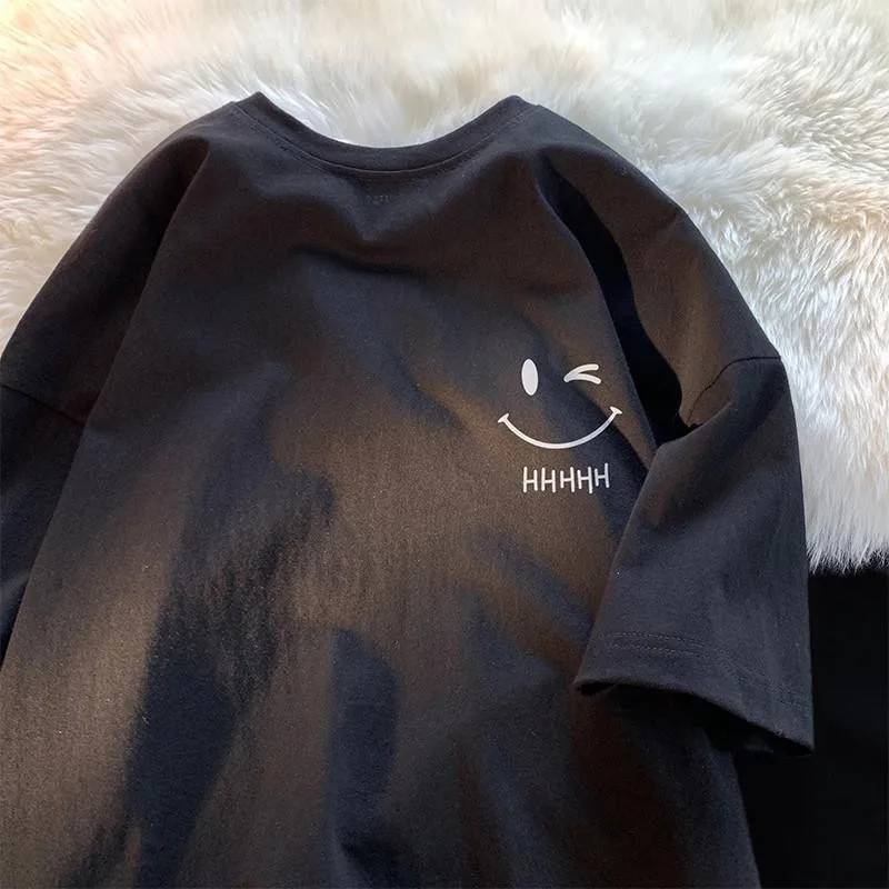 Sommer Neues Herren Trendiges Einfaches Muster Bedrucktes Kurzarm-T-Shirt 100% Baumwolle Locker Lässiges Kurzarmshirt