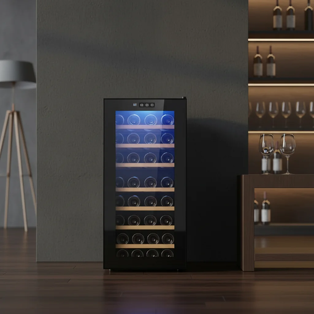 78L 32 Bottles Wine Refrigerator Cooler Fridge Freestanding Thermoelectric Refrigerator Red Wine Cabinet