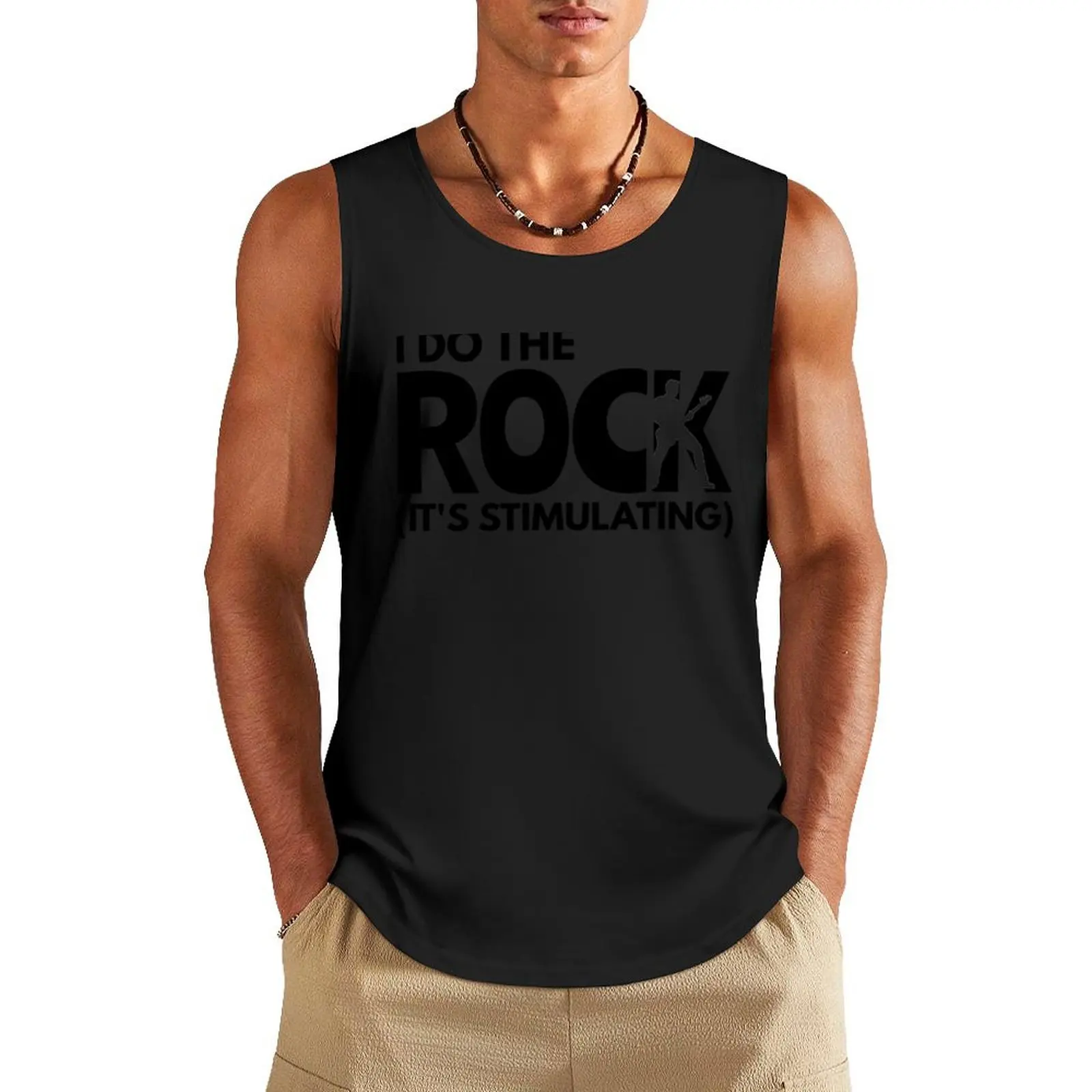 I do the rock, it is stimulating / rock music guitar player silhouette Tank Top t shirt Men's sleeveless gym shirts