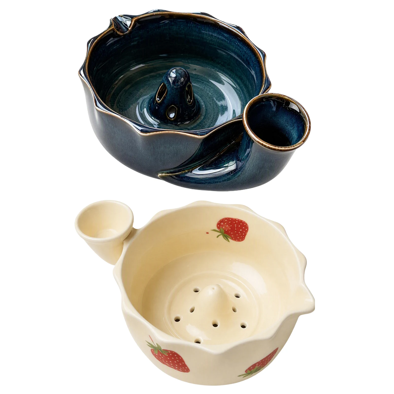 Berry Vortex Spinning Fruit Washing Bowl Auto Rotate Rinser Strainer Ceramic Glaze Kitchen Colander Drainer Hands Free