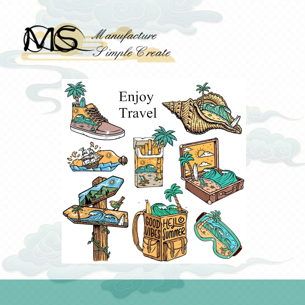 2025 جديد شجرة جوز الهند الصيف عطلة جولة شاطئ البحر الشمس واضح Stamps بطاقة عيد الميلاد الحرف لا قطع معدنية يموت سكرابوكينغ #2