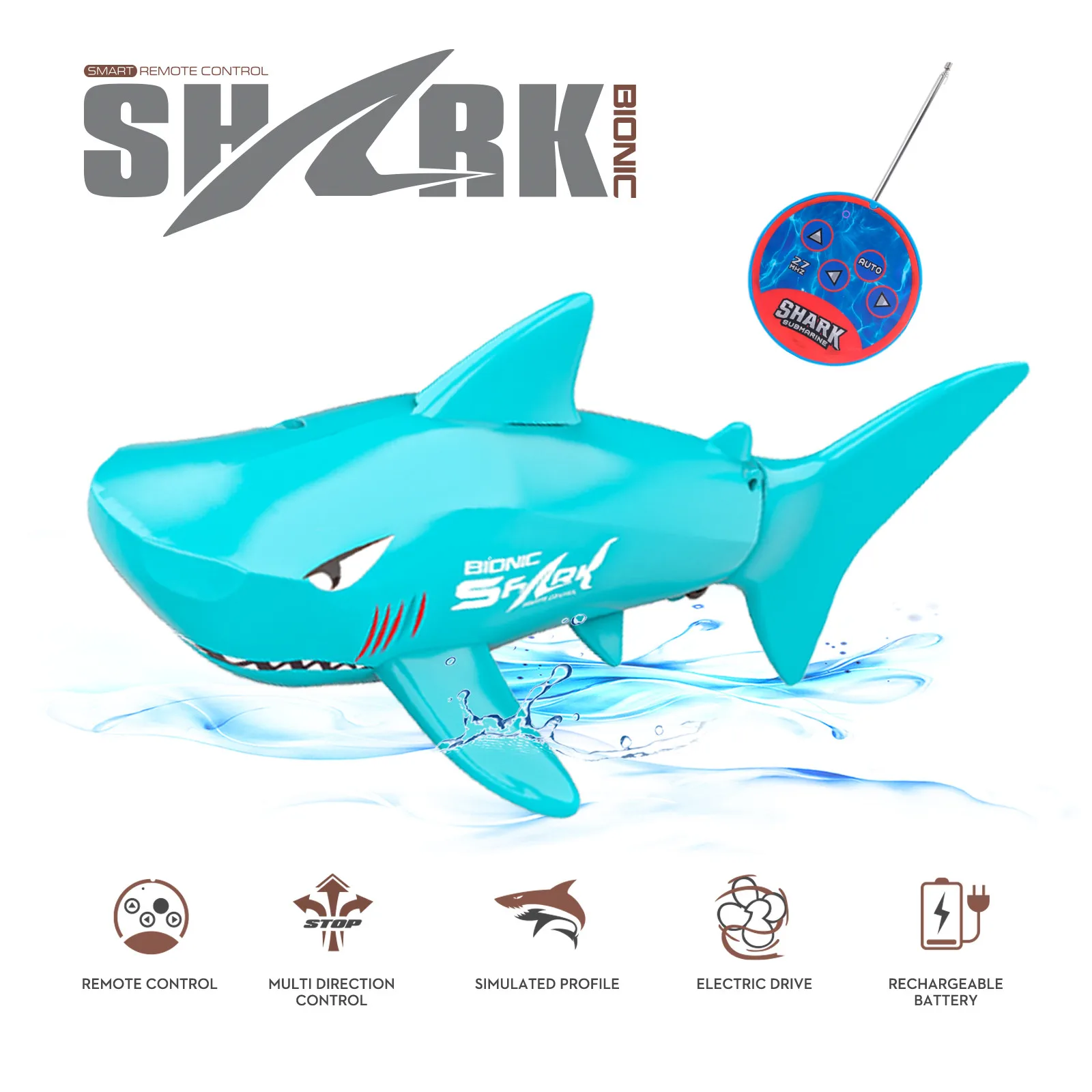 Mini Remote Control Toy Shark Simulation Shape Rechargeable Waterproof Design Water Toy Remote Control Ship Toys For Kids