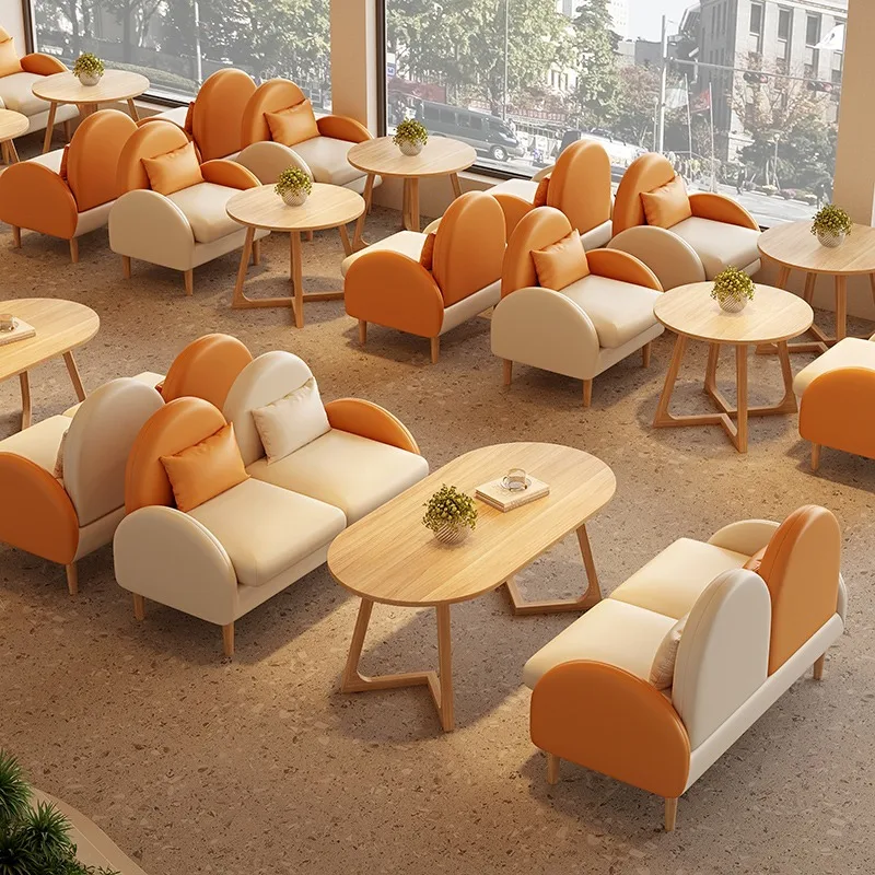 Custom. Internet Celebrity Cafe Baking Commercial Rest Area Negotiation Reception Clothing Store Booth Sofa Milk Tea Shop Table