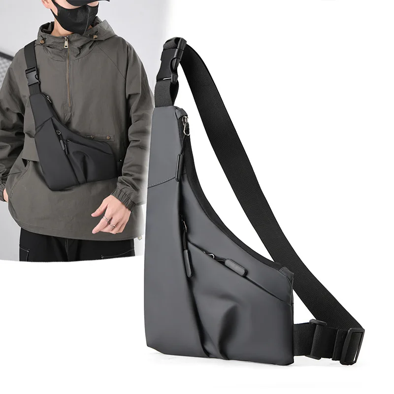 Anti-theft close-fitting gun bag fashion triangle bag casual waterproof diagonal bag men's left and right casual men's chest bag