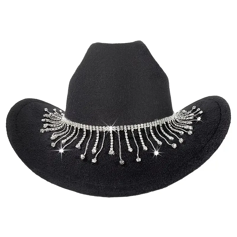 Bride Letter Pearl Rhinestone Fringe Cowboy Hat Bridal Shower Hen Night Rave Party Halloween Cosplay Special Occasion Women Top