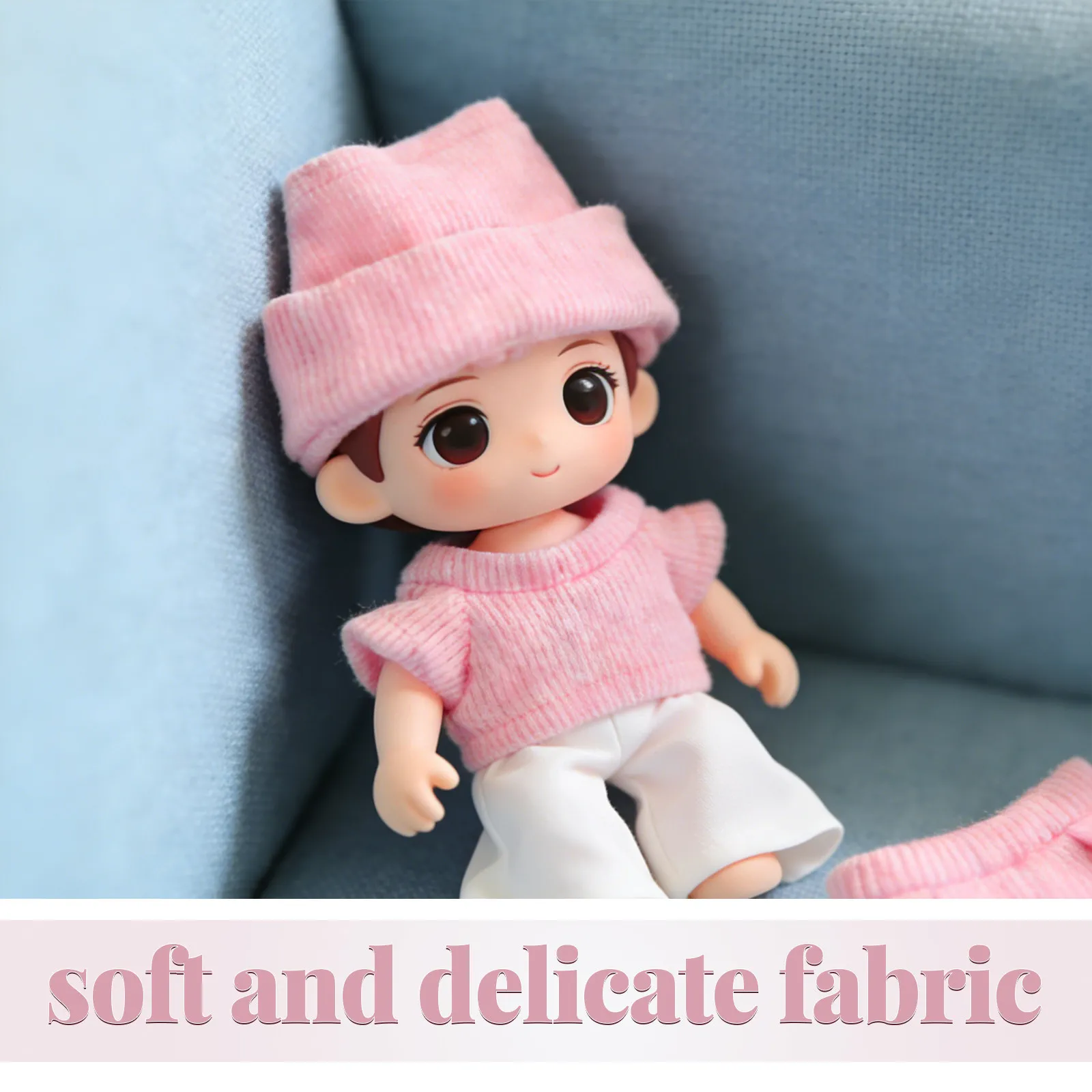 

1 комплект миниатюрных вязаных свитеров и шапок для кукол 10 см, костюм для переодевания, украшение для кукольного домика, зимний наряд