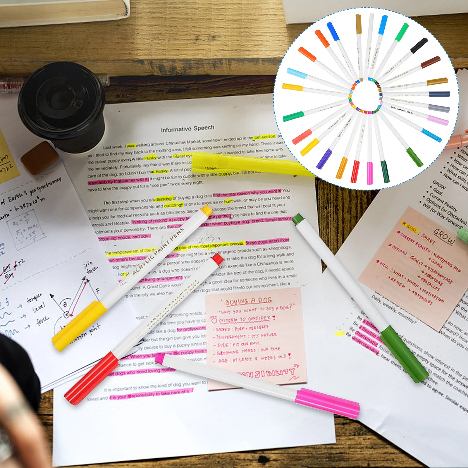 

25Pcs Acrylic Color Pens 25 Colors Durable Water-Soluble Marking Pens Comfortable Grip for Coloring Sketching Journaling