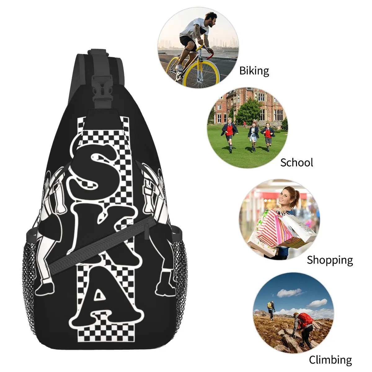 Ska Dance Crossbody Chest Bags Pockets Travel Pack Messenger Sports Teens Shoulder Bag Unisex