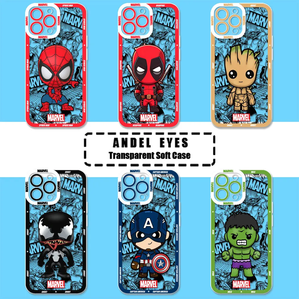 

Cartoon Marvel Spiderman Deadpool Groot Case For OPPO Reno 12 12F 11 11F 10 8 Pro Plus 8T 7 7Z 6 6Z 5 4 Transparent Soft Cover