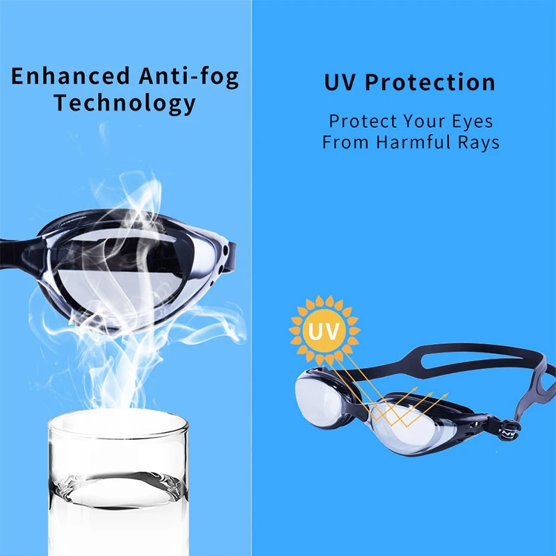 Professional Anti Fog Swimming Goggles Swimming Glasses Electroplated Waterproof Silicone Pool Goggles With 3 Nose Clips