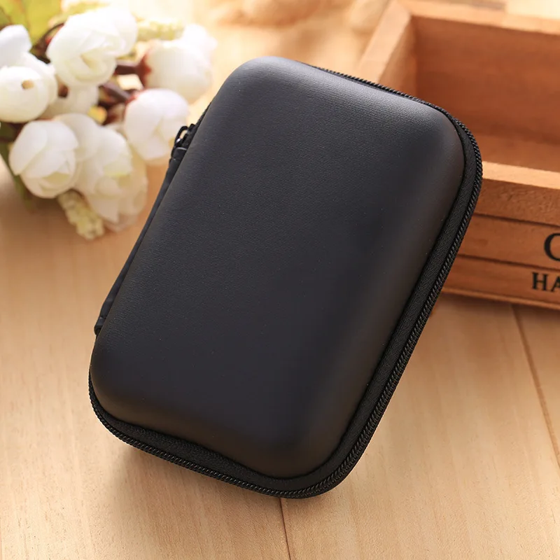 1PC Black Travel Data Cable Storage Bag Phone Cable Headphone Organizer Change Zipper Coin Purse - Compact Portable Cord Holder