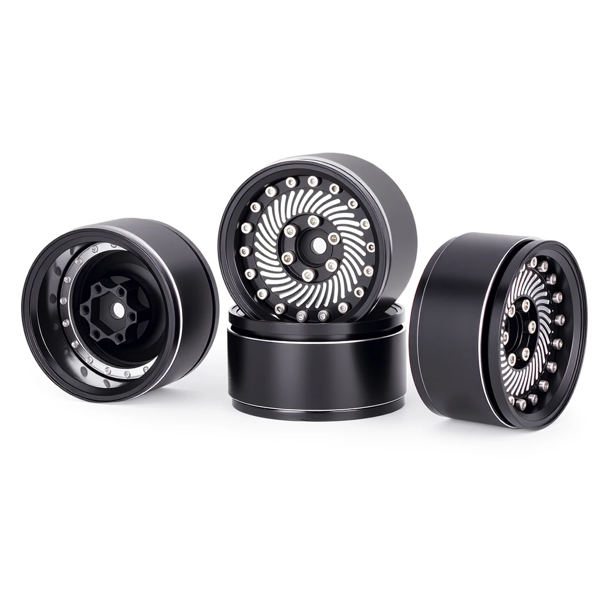 4 pçs de alumínio 1.9 Polegada beadlock aro do cubo da roda para 1/10 rc rastreador carro axial scx10 90046 trx4 trx6 d90 redcat gen8 atualizar peças