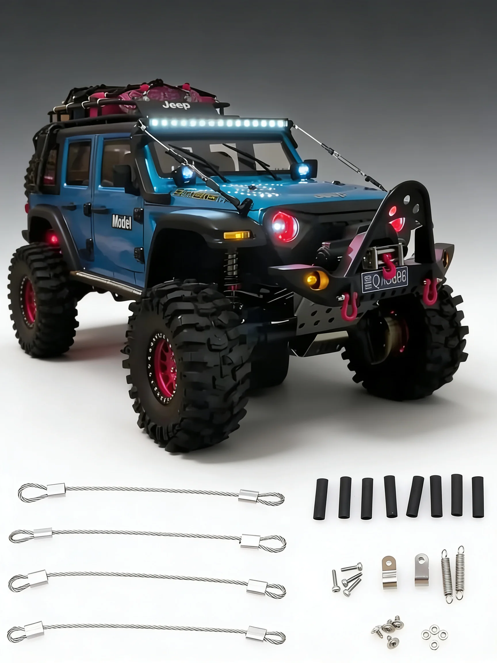 Dual Steel Cable Front Winch Realistic for Axial SCX10 TRX4 TRX6 RC4WD D90 D110 1/10 Crawler Car - Upgraded Accessories