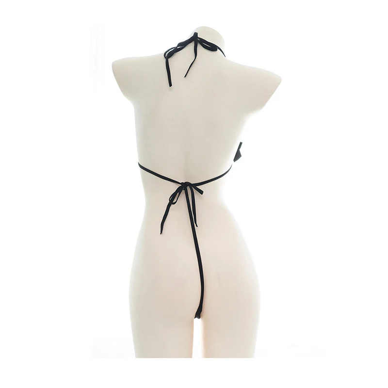 Lingerie Bowknot Kawaii para mulheres, mini sutiã japonês e calcinha, roupa íntima Bondage, roupa de stripper tanga, micro biquíni