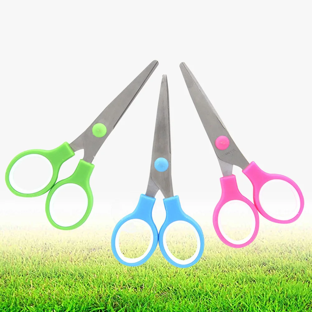 6pcs Student Scissors Stainless Steel Safe Edge For Paper Cutting Diy Scrapbook Greeting Cards Plastic Scissor