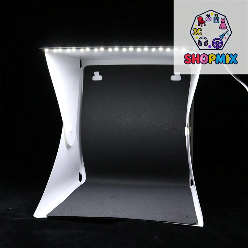 Photography LED Light Room Photo Studio Light Tent Soft Box Backdrops Photobox For Camera 22CM Portable Folding Lightbox