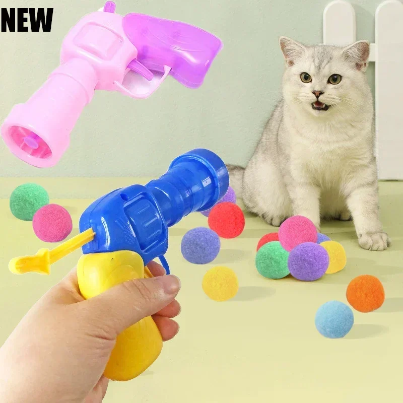 Cat toys Cat Plush Ball Shooting Gun Silent Toy Interactive Relief Self Hi Fun Micr Elastic Static Sticking Fur Balls new