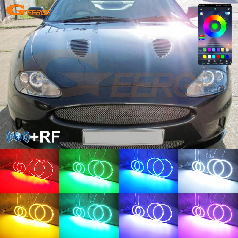 

For Jaguar XK 8 XK8 XKR X100 RF Remote Bluetooth-Compatible APP Ultra Bright Multi-Color RGB Led Angel Eyes Kit Halo Rings