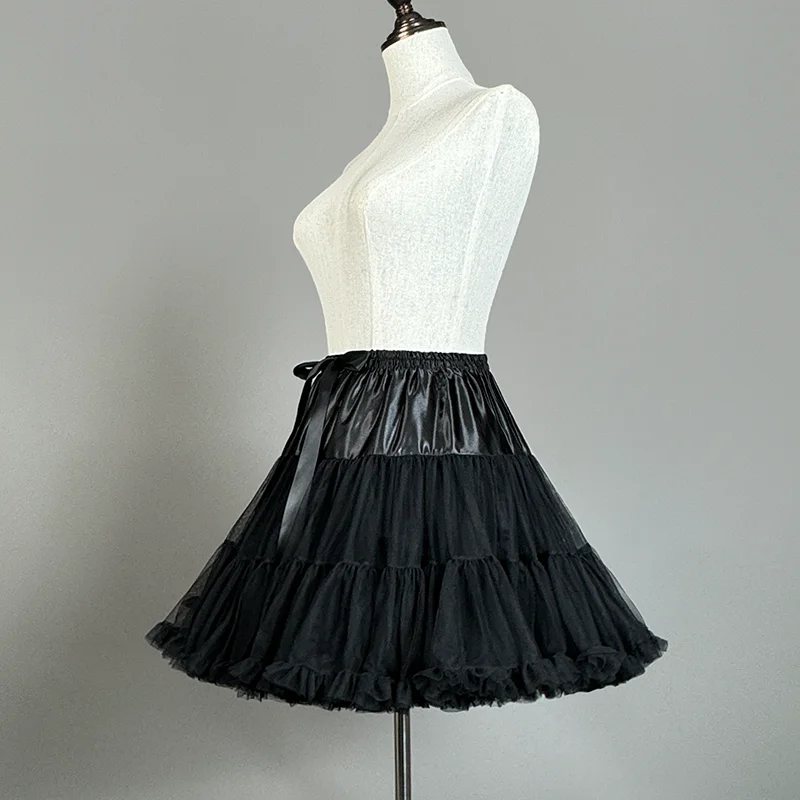 Rok Tulle Halus Wanita Rok Bawahan Crinoline Tutu Multi Lapis Selip Rok Dalam Selutut untuk Rok