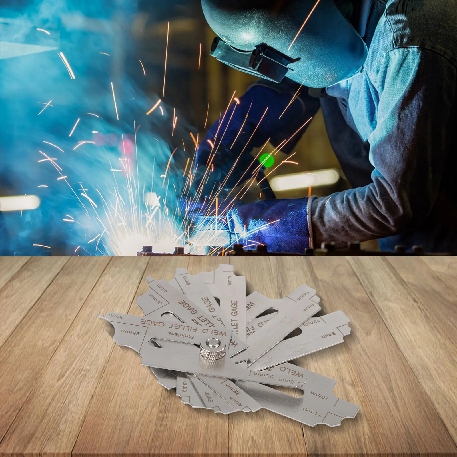 

7 Pieces Stainless Steel Fillet Welding Inspection Gauge Set Weld Fillet Gauge Kit Fillet Seam With A Range Of 3.2 To 25.4mm