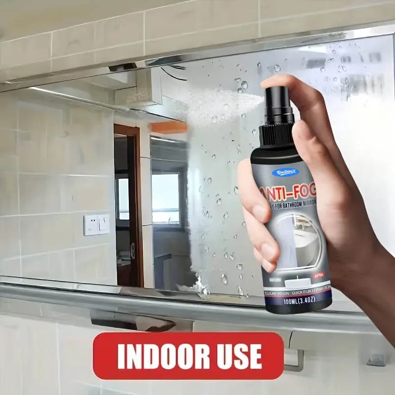 2026 New Anti-Fog Spray 100ml, Bathroom Mirror Defogger, Multi-Use for Glass, Lenses & Helmet, Instant Clear Vision, QuickFilm