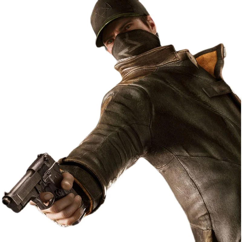 High Quality Watch Dogs Cosplay Aiden Pearce Leather Windbreaker Clothes Long Trench Coat With Hat Cap Scarf