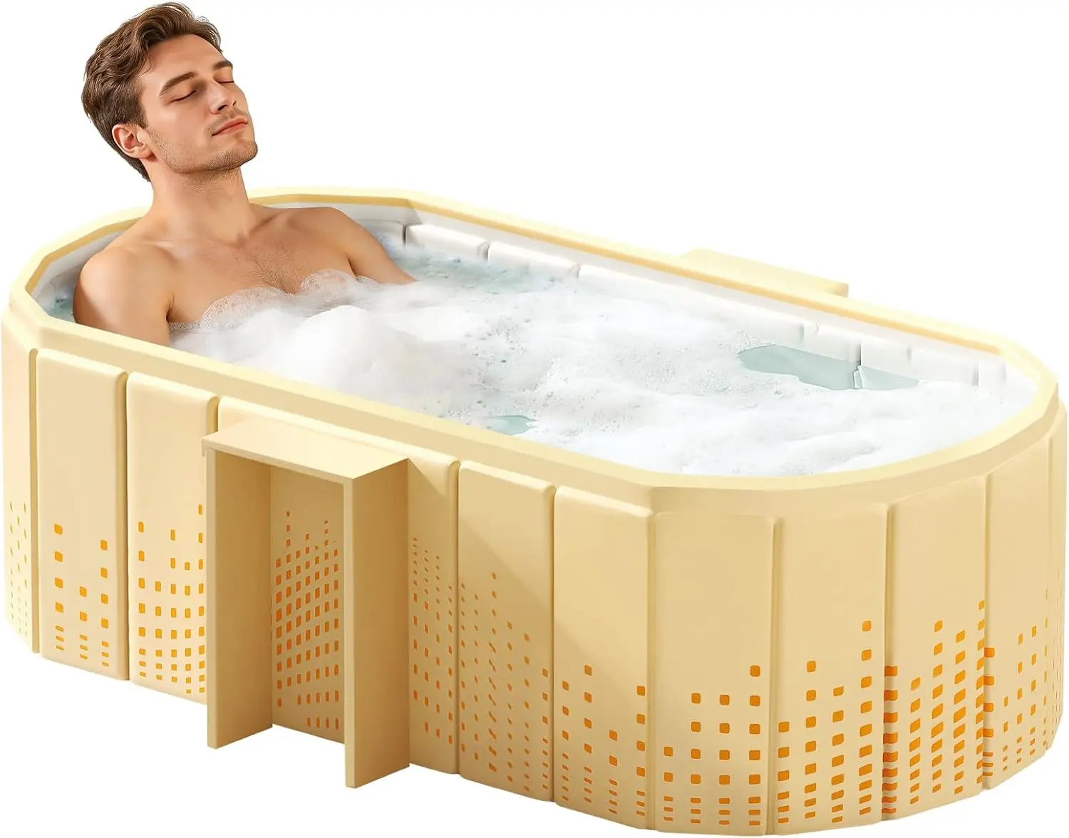 Portable Bathtub, Foldable Bathtub w/Side Rack, 59x21.6x19.6