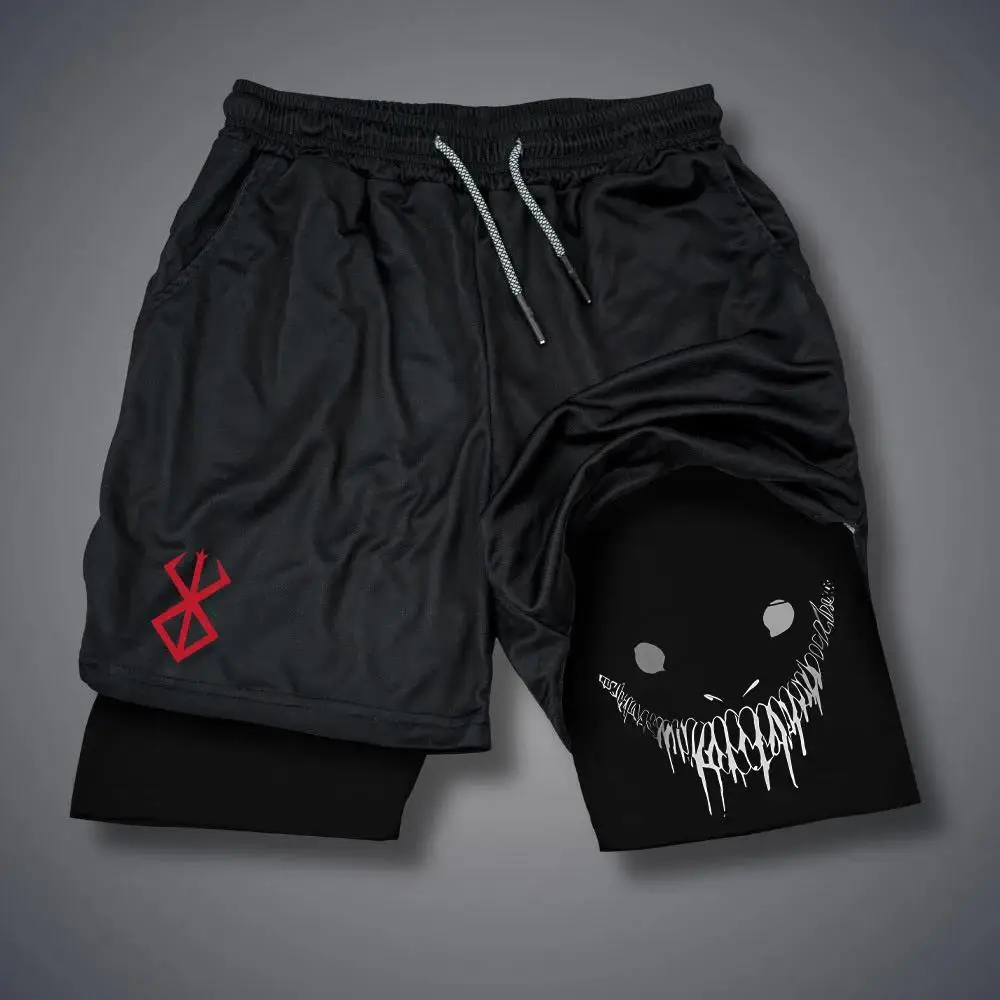 

Summer Men Running Shorts Fitness Gym Training 2 in 1 Sports Quick Dry Workout Jogging Double Deck