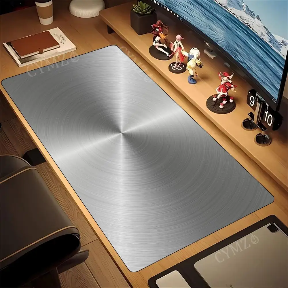 Metal Scratch Pattern Mouse Pad Desk Mat with Stitched Edge Rubber Anti-slip Base PC Accessories Gaming Mat Keyboard Mouse Pads