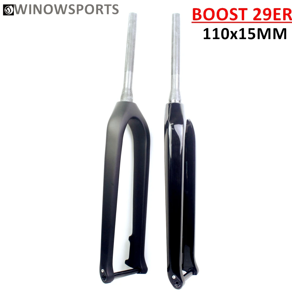 

Winowsports New 110*15mm carbon 29er moutain carbon mtb fork max tire 2.8" UD Matte/Glossy Finish Thru axle tappered Fork