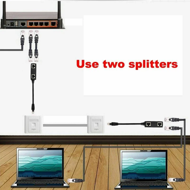 RJ45 1 to 2 / 1 to 3 Ways Splitter Connector Network Adapter Cat5 Cat6 Cat7 LAN Ethernet Cable for Networking Extension image 5