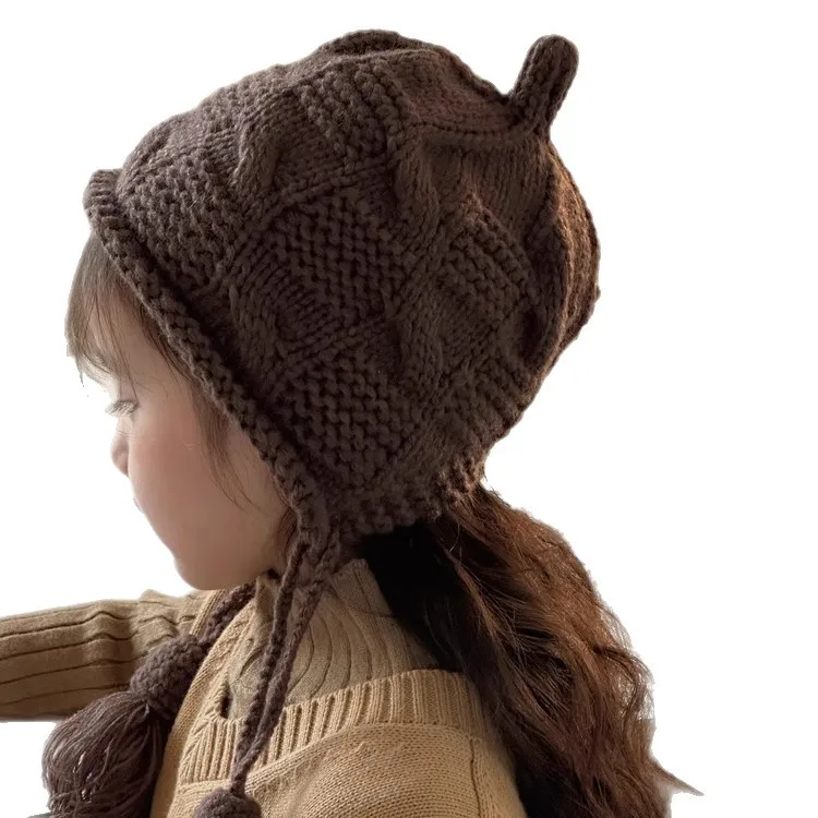 قبعة صوفية محبوكة للأطفال للخريف والشتاء - قبعة طفلة متطابقة بين الوالدين والطفل - قبعة أذن القمح المصنوعة يدويًا #4