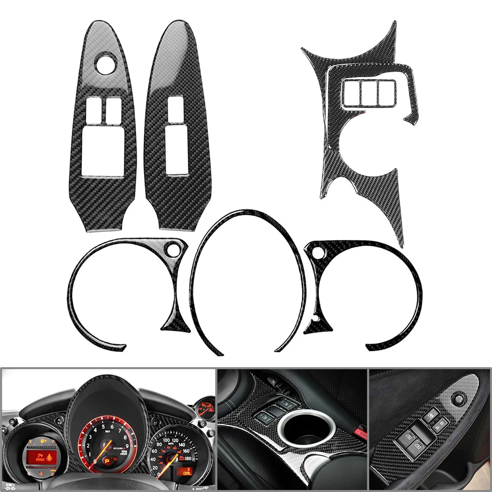 8 Pcs Carbon Fiber Car Interior Decorative Kit Cover Trim Sticker For Nissan 370Z 2009-2020 LHD Only