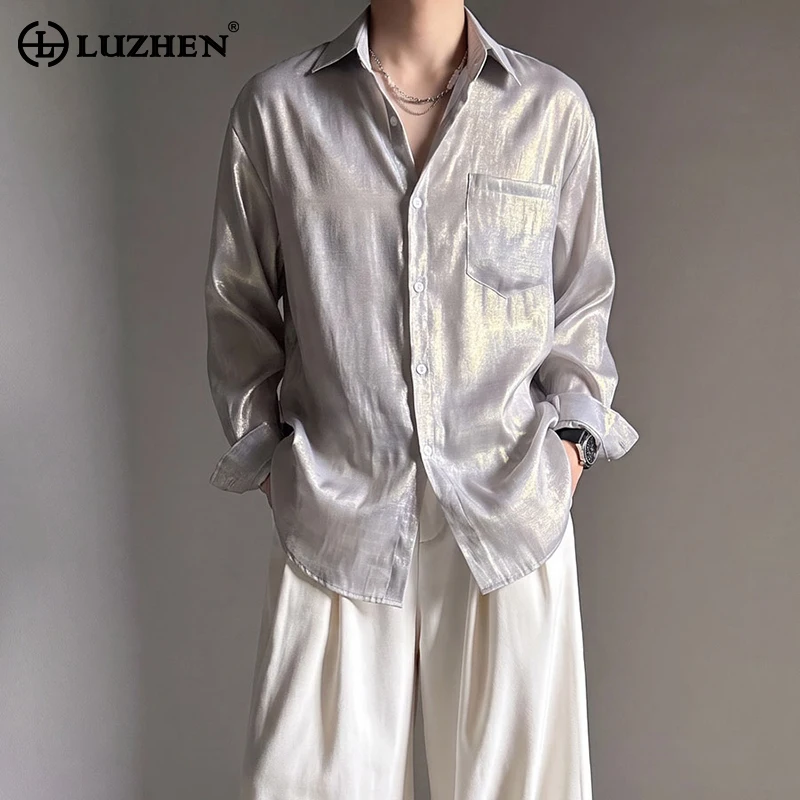 LUZHEN 2026 New Reflect Light Elegant Temperament Long Sleeve Shirts Men's Fashion Handsome Original Casual Male Clothes JY8203