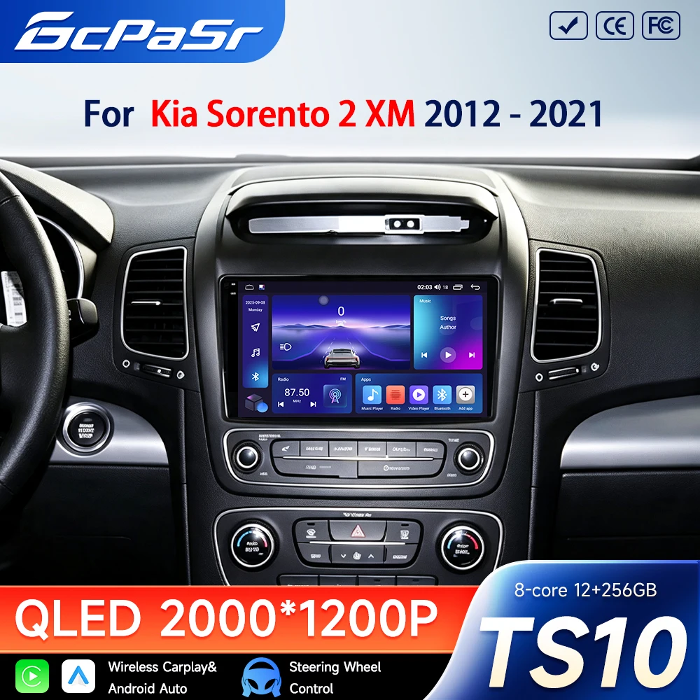 Car Dvd Player Bluetooth Steering Wheel - キア・ソレント2 II XM 2012-2021用Androidカーラジオ、GPSナビゲーション、Android Auto、Carplay、ビデオステレオスクリーン、Bluetooth、DVD