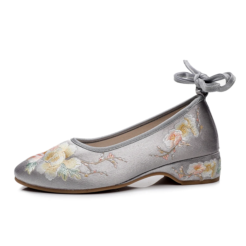 Veowalk Long Ankle Strap Summer Women Gauze Mesh Embroidered Ballet Flats Breathable Comfortable Walking Shoes for Elegant Lady