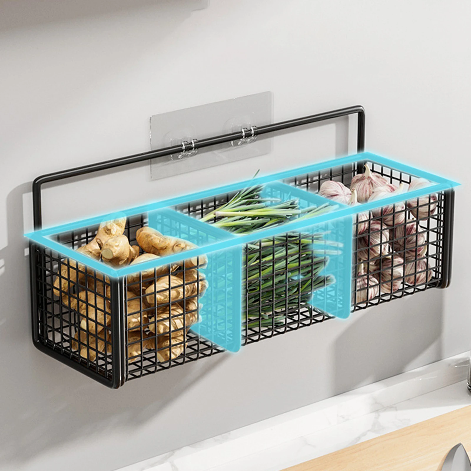 Metal Wall Hanging Storage Basket Sink Organization Over Cabinet Door Organizer Basket for Bathroom Kitchen Living Room