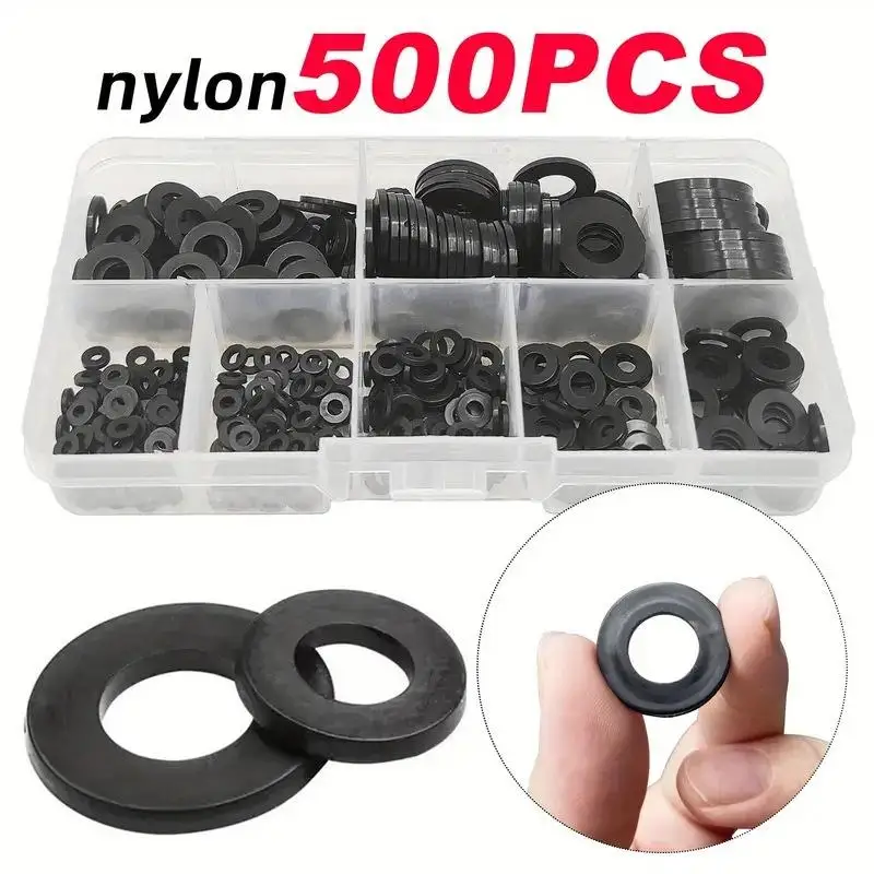 250/500Pcs Flat Rubber Washer Assortment Kit Anti Leakage Sealing Gasket For Faucet Water Pipe Furniture Repair Supply Kit
