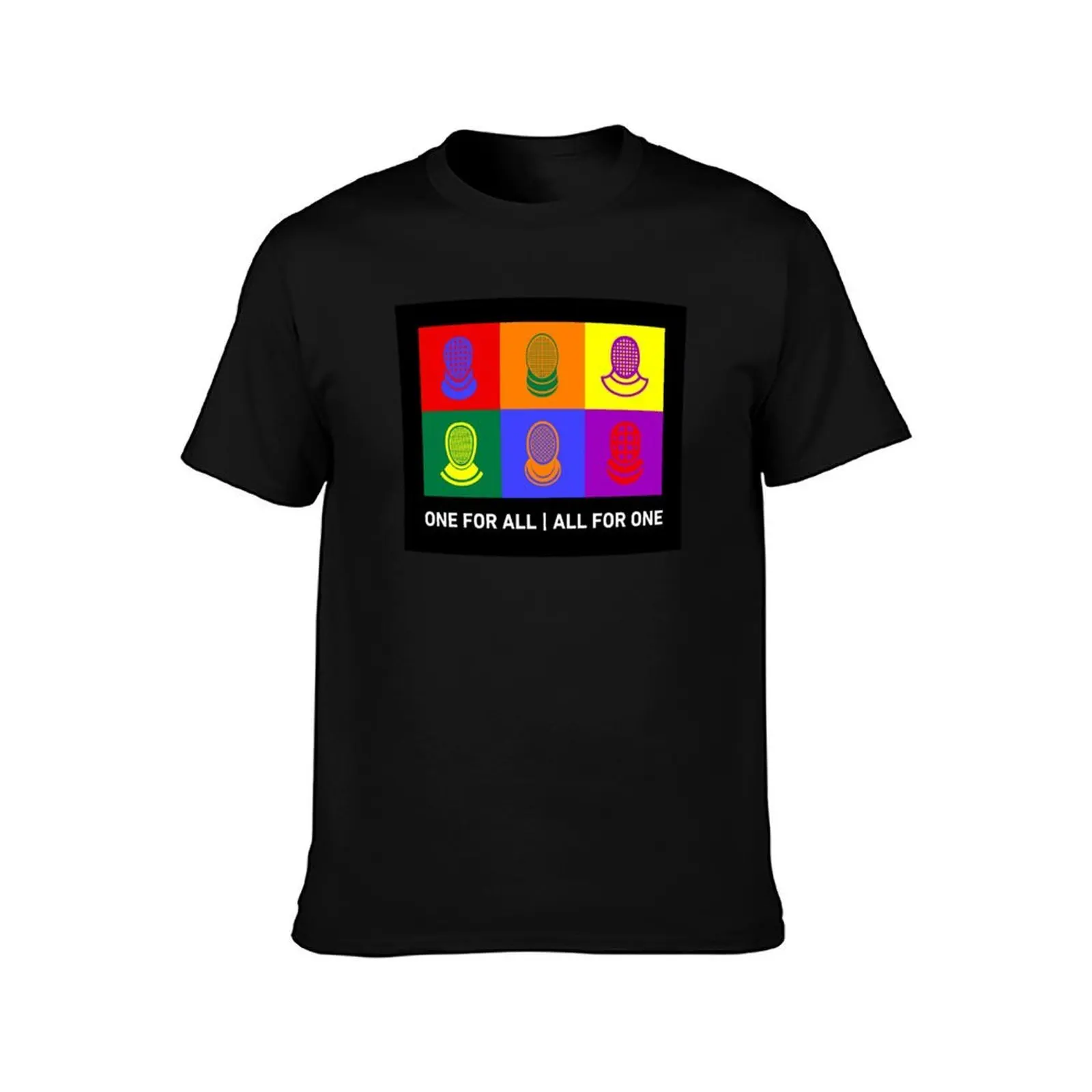 HEMA/Fencing Masks Openness (Rectangle/Black) T-Shirt, Summer Casual Cotton Tee, Oversized Streetwear Tops, Unisex Men Women