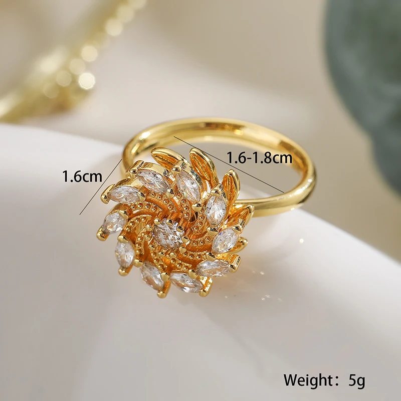 GANPUP Süßer Blumenherz-Zirkonia Verstellbarer Ring für Frauen Paare Mode Neuer Fingerring Schmuck Valentinstagsgeschenk Party – Detail 4