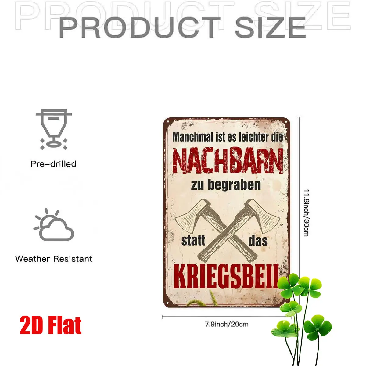 2D Flat Retro Aluminum Wall Plaque Sometimes It'S Easier to Bury The Neighbors Instead of The War Axe Cafe Decor