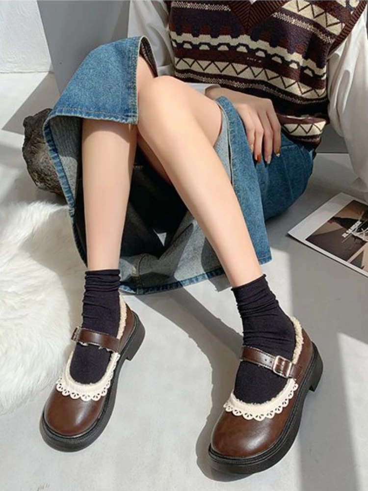 Japanese Kawaii Mary Janes Shoes Women Autumn Buckle Design Vintage Sweet Shoes Female College Style Solid Casual Sandals 2022