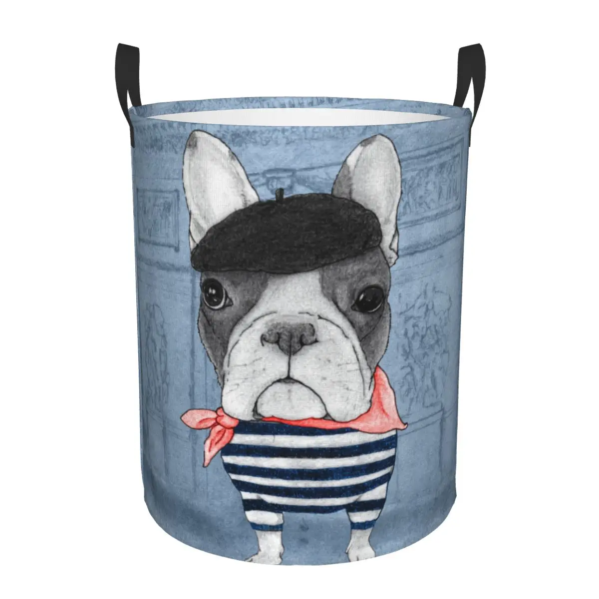 French Bulldog In Front Of Arc De Triomphe Laundry Basket Collapsible Frenchie Dog Lover Hamper for Nursery Toys Storage Bins