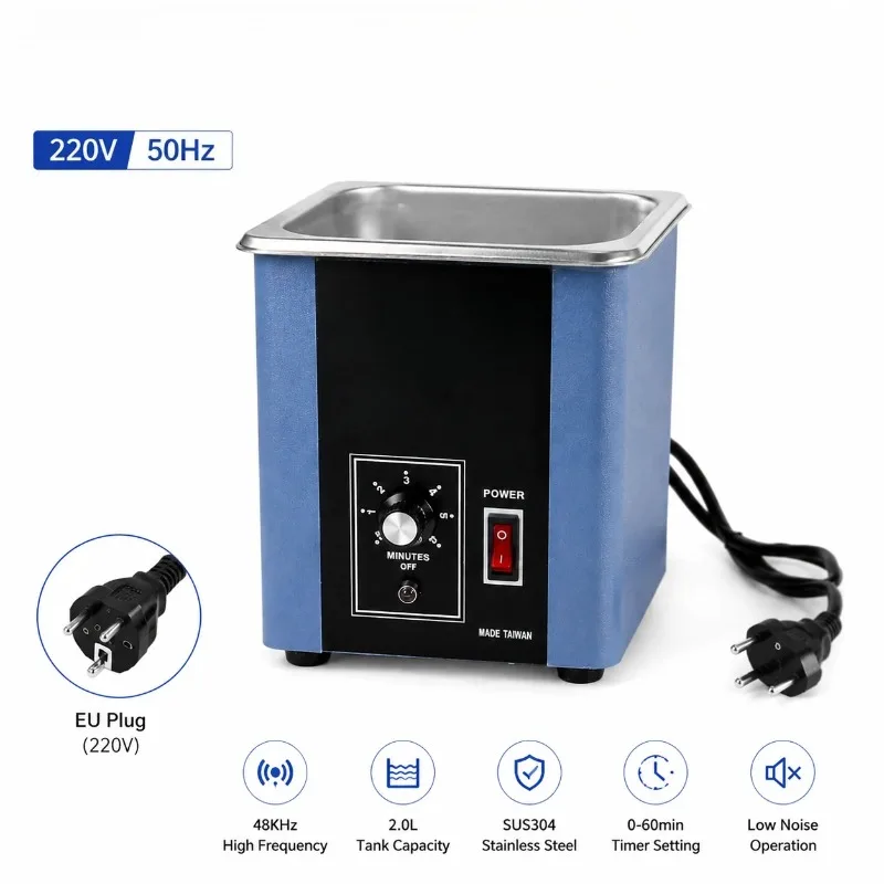 2L Ultrasonic Cleaner Machine 48KHz Professional Jewelry Eyeglasses Watch Denture Cleaning Sonic Metal Parts Washer 68W
