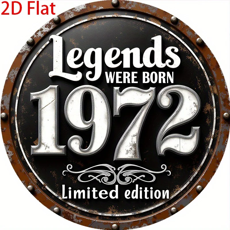 Image of 2D flach – 1 runde Logo „Legend Born Retro-Wandkunst“, wunderschöner Rahmen, perfekt für Zuhause, Bar, Café